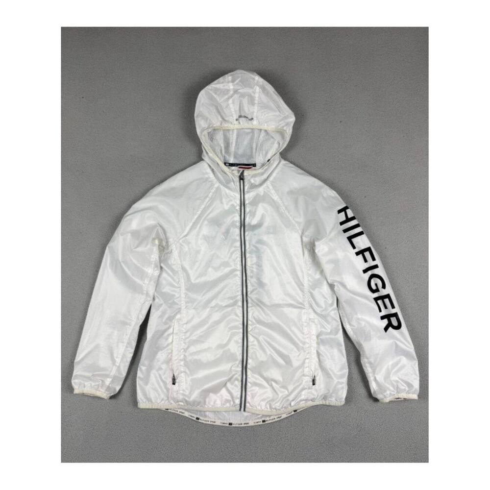 Tommy Hilfiger Sport Lightweight Windbreaker Jacket Womens M White Full Zip